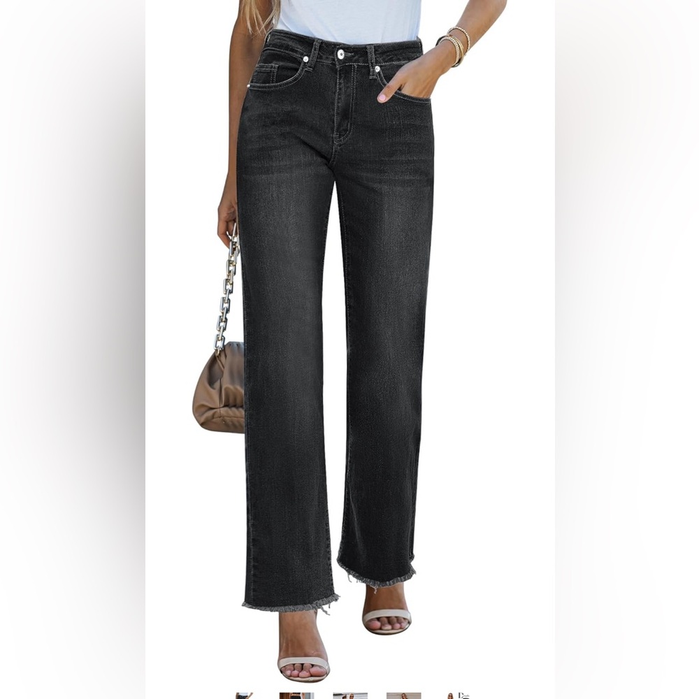 GRAPENT Womens Flare Jeans High Waisted Wide Leg Baggy Jeans size: Large color